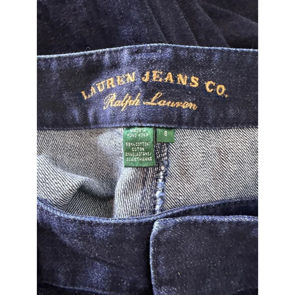 Lauren Jeans Co. Ralph Lauren Dark Blue Wash‎ Denim Wide Leg Jeans Women Size 8 - Picture 5 of 5